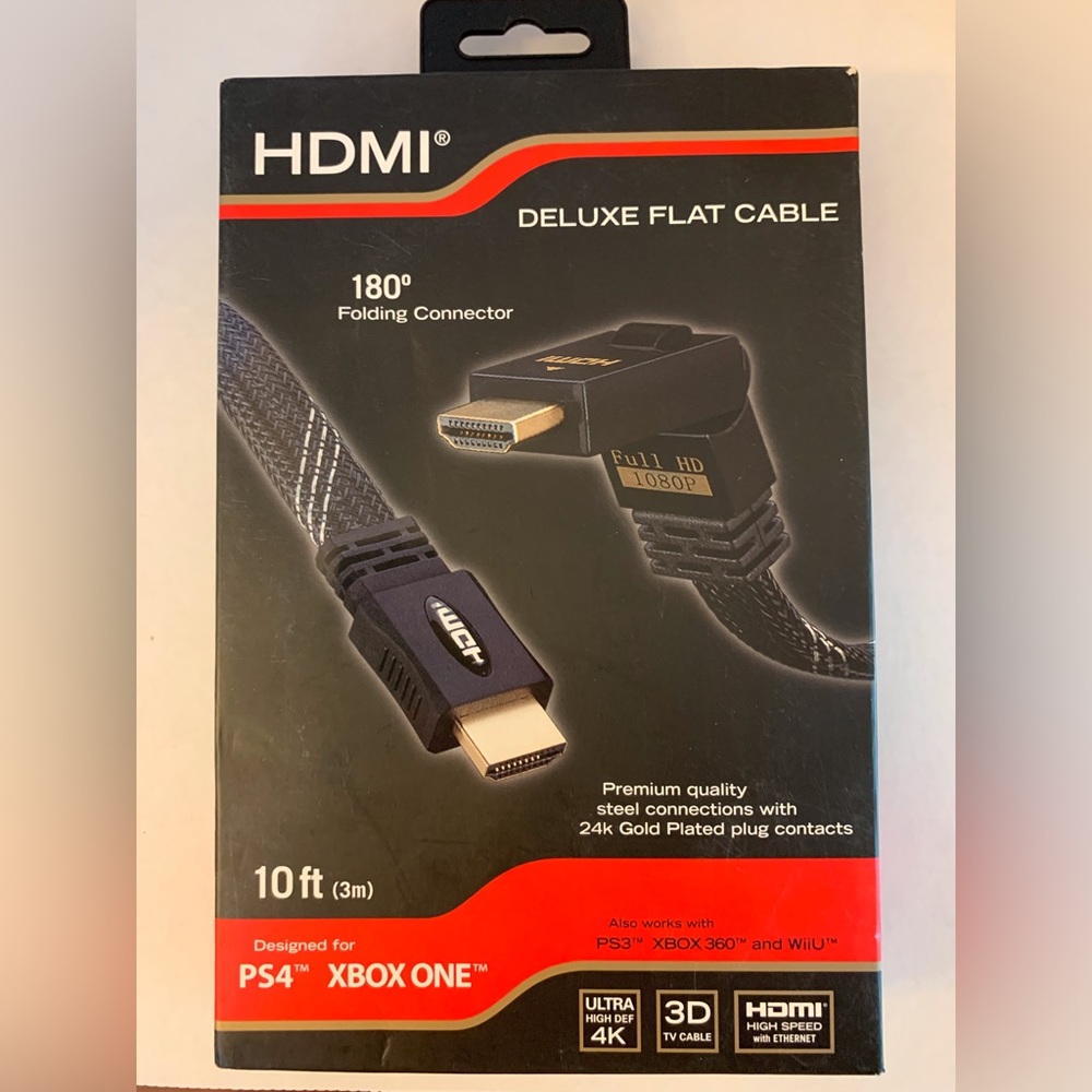 RDS Industries Deluxe Flat Cable for XBOX ONE & PLAYSTATION 4 10 foot cable